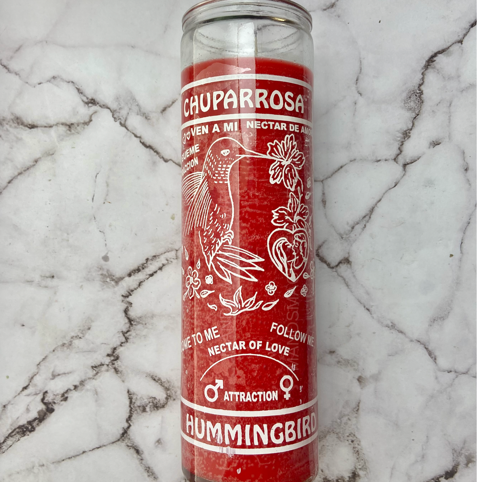 Hummingbird Glass Candle Red