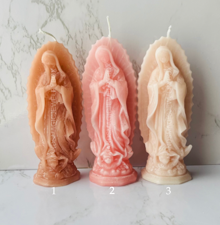 Lady Guadalupe Figure Candles/Velas Figura Virgen Guadalupe