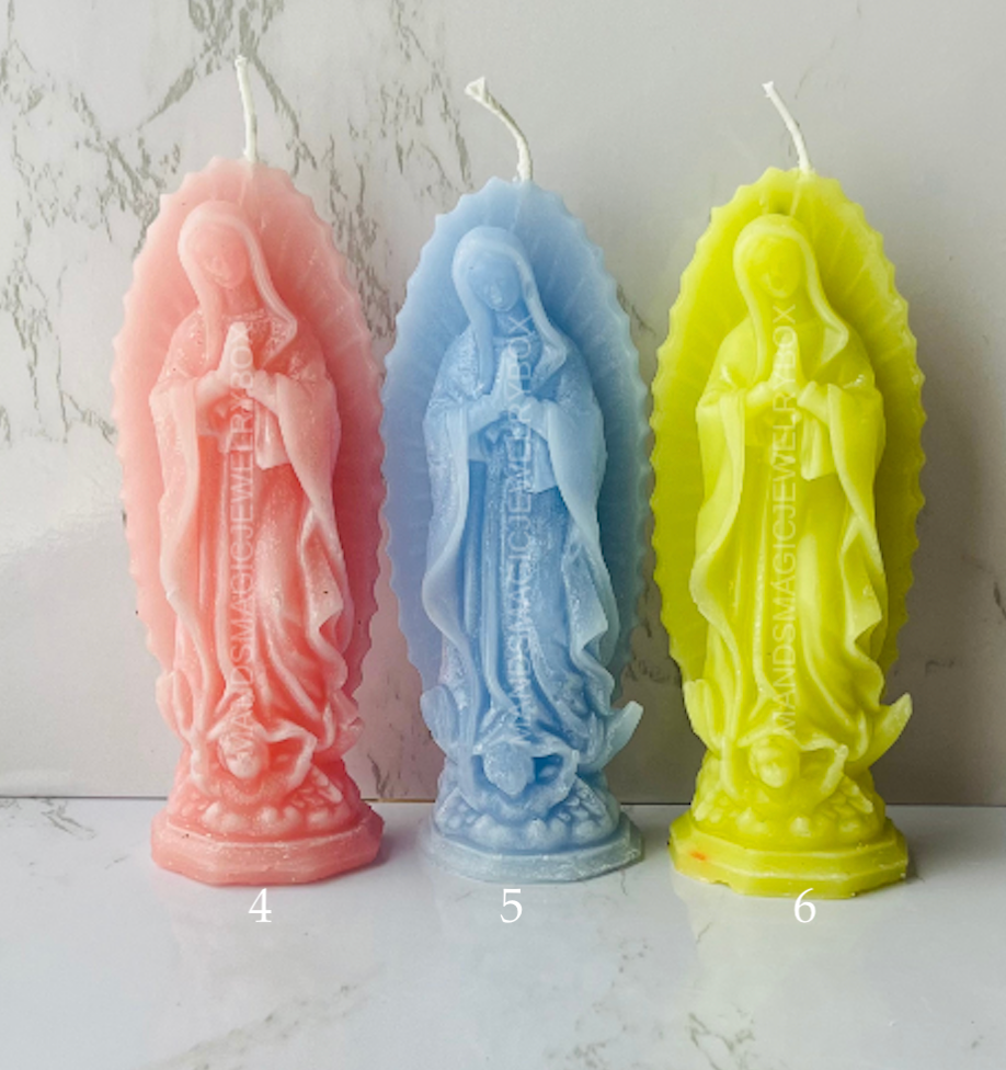 Lady Guadalupe Figure Candles/Velas Figura Virgen Guadalupe