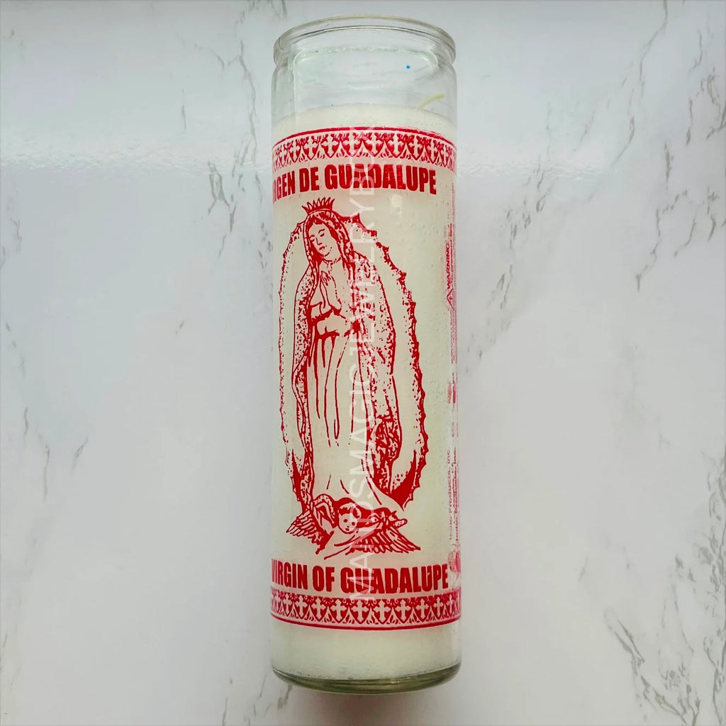 Virgen Of Guadalupe Glass Candle | Vela de Vidrio Virgen de Guadalupe