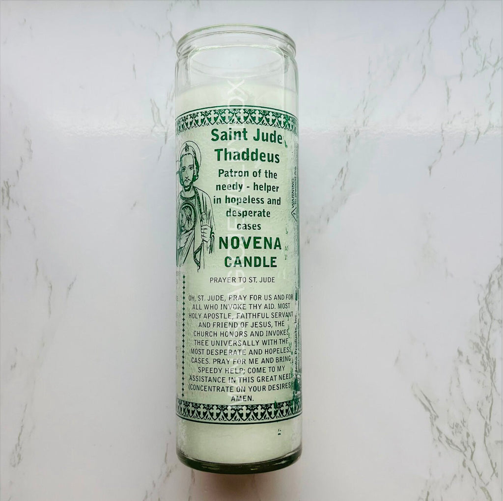 Saint Jude Thaddeus Glass Candle | Vela de Cristal San Judas Tadeo