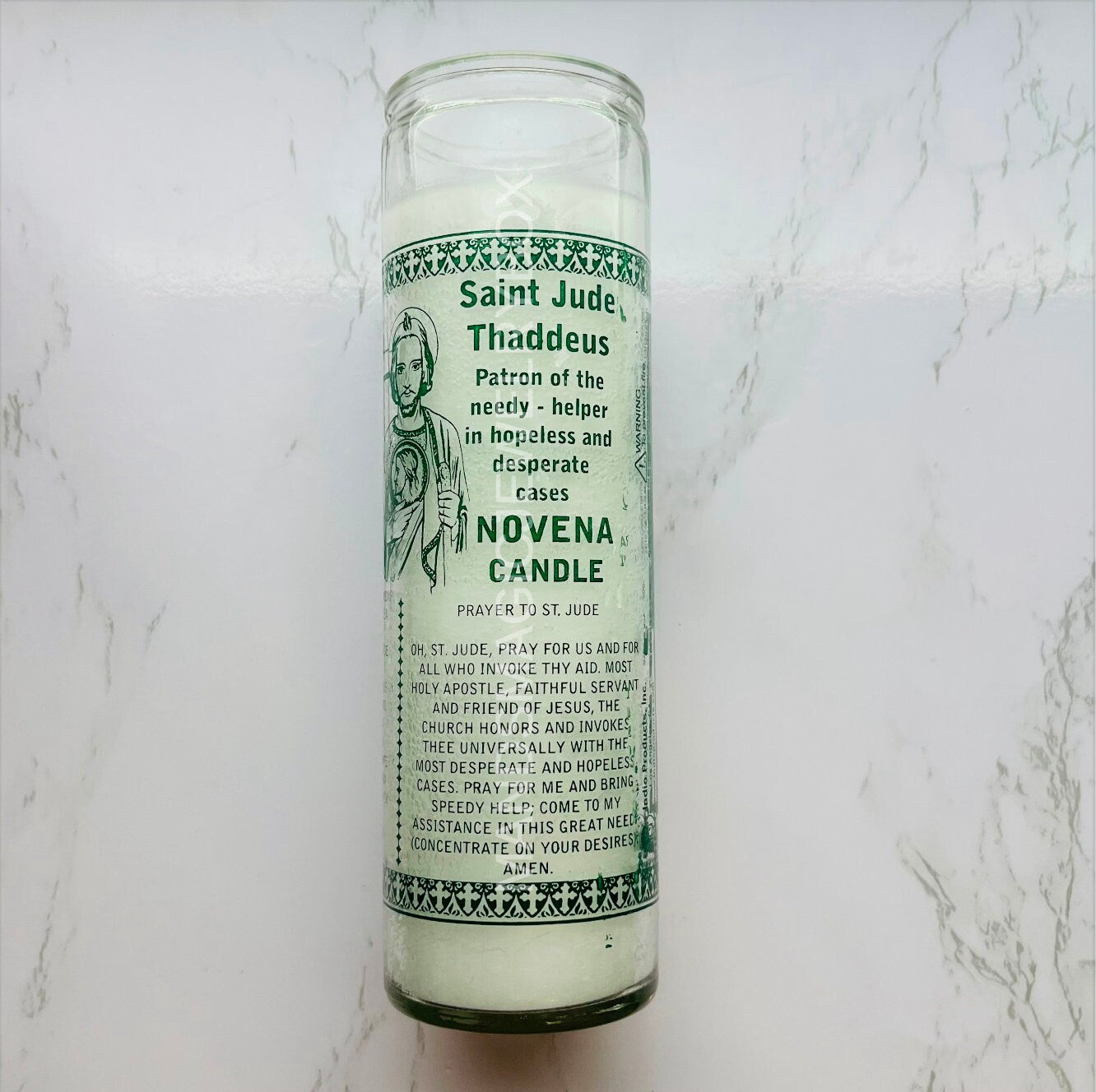 Saint Jude Thaddeus Glass Candle | Vela de Cristal San Judas Tadeo