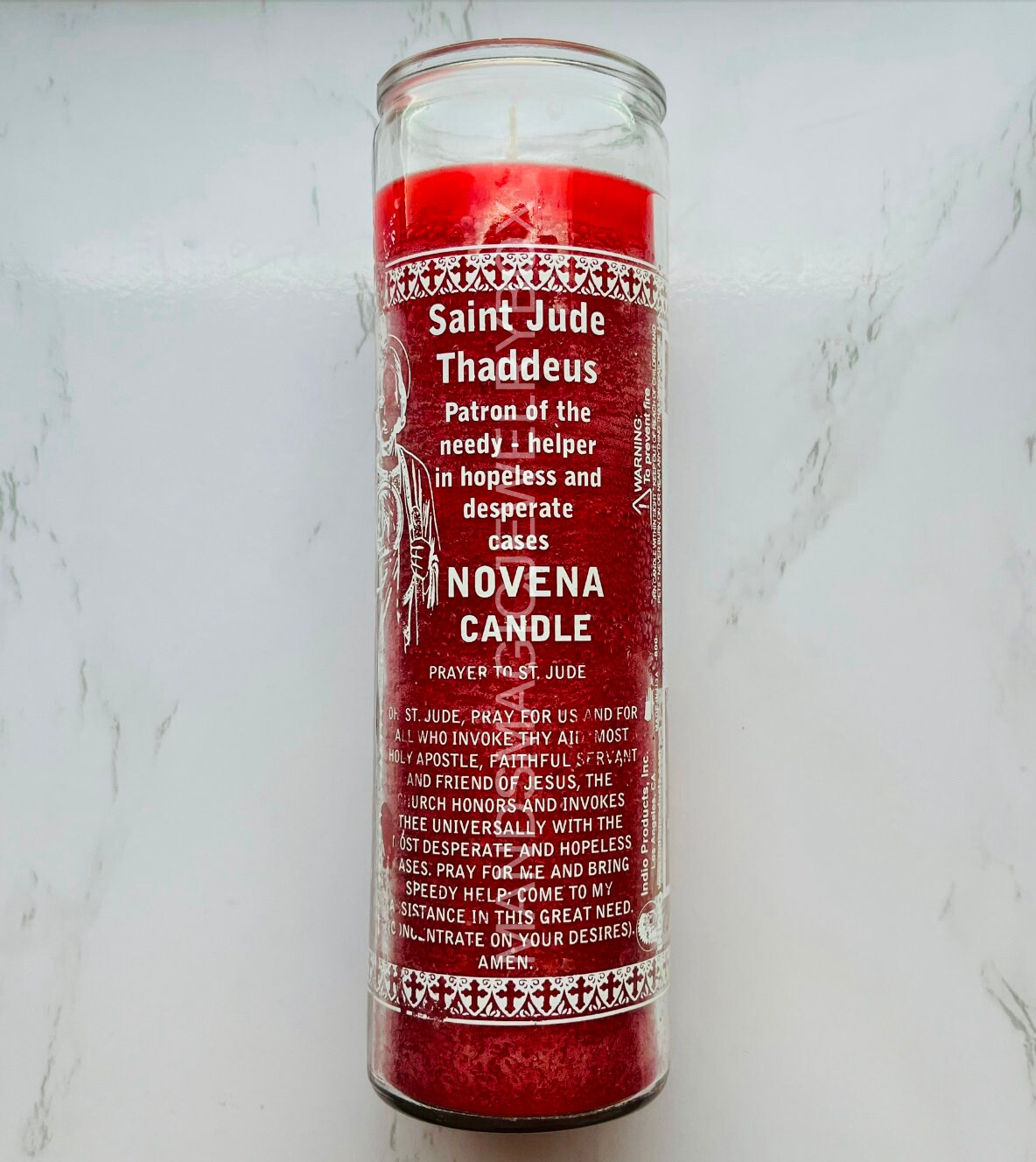 Saint Jude Thaddeus Glass Candle | Vela de Cristal San Judas Tadeo