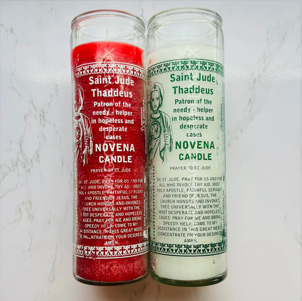 Saint Jude Thaddeus Glass Candle | Vela de Cristal San Judas Tadeo