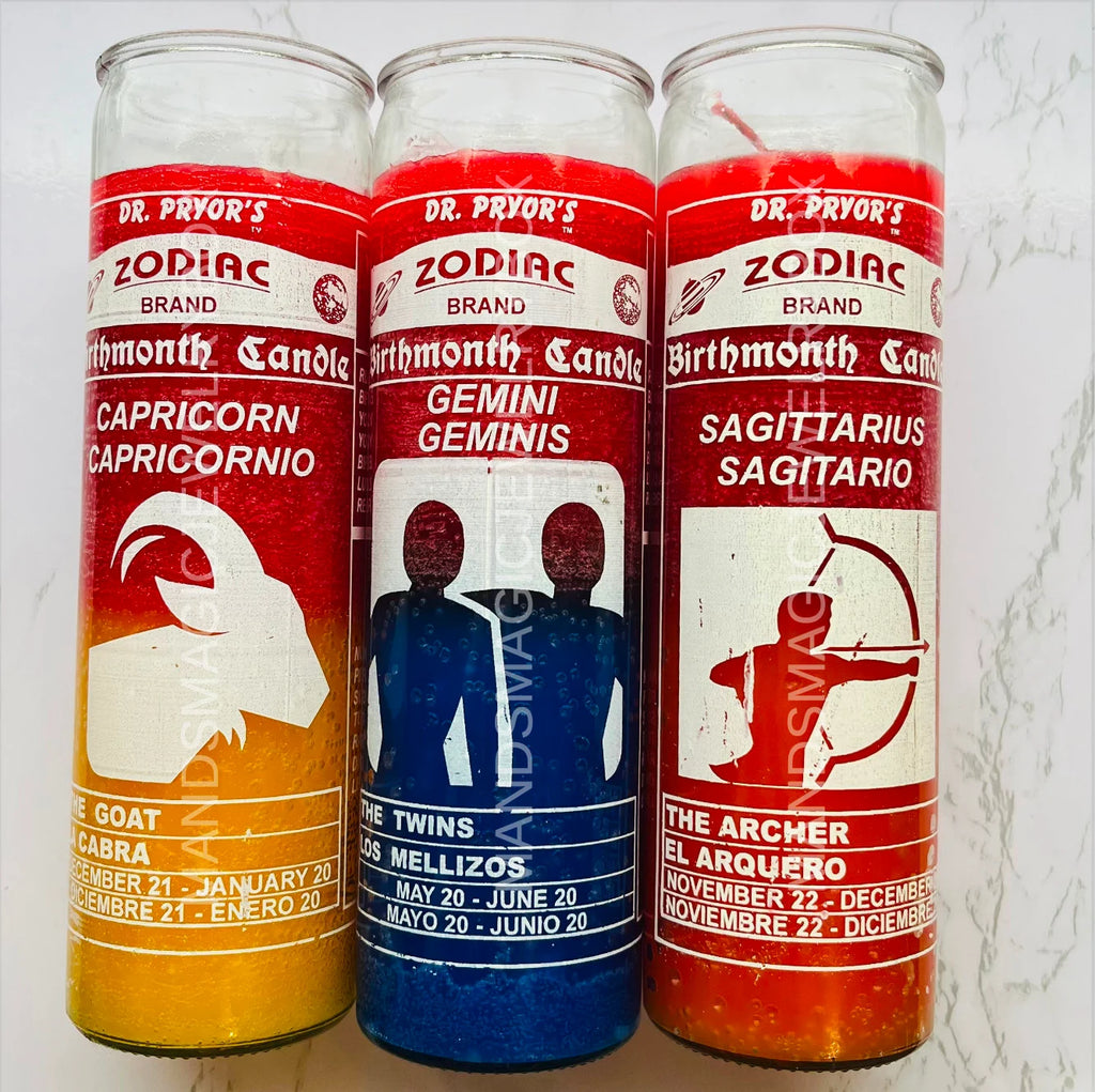 Zodiac Birthmonth Glass Candle, Capricorn Zodiac Glass Candle, Gemini Zodiac Glass Candle, Sagittarius Zodiac Glass Candle