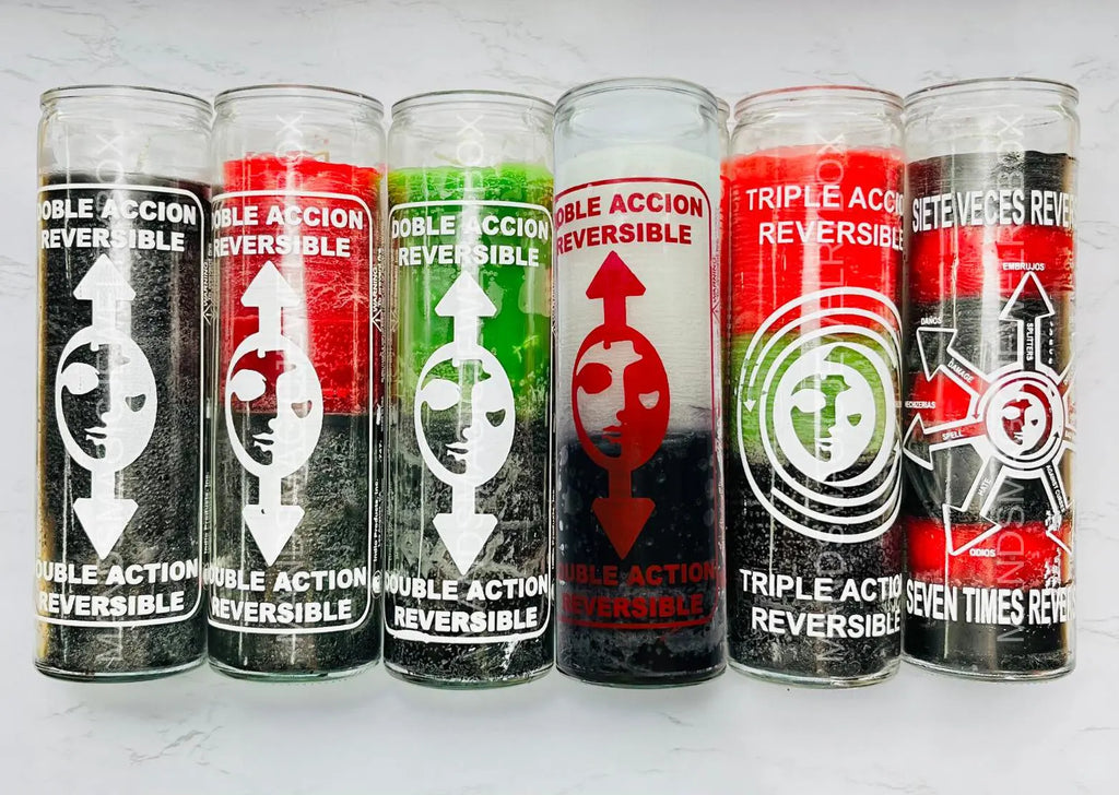 Double—Triple—7x Action Reversible Glass Candles